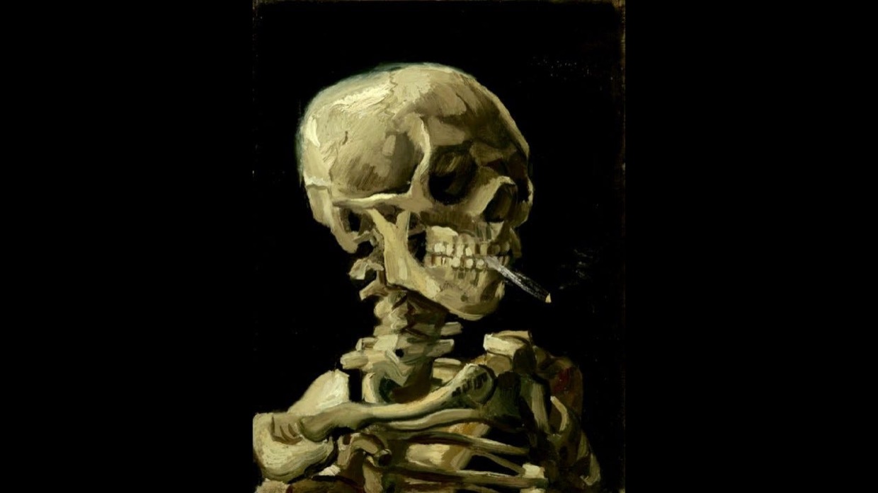 Skull of a Skeleton with Burning Cigarette by Vincent van Gogh